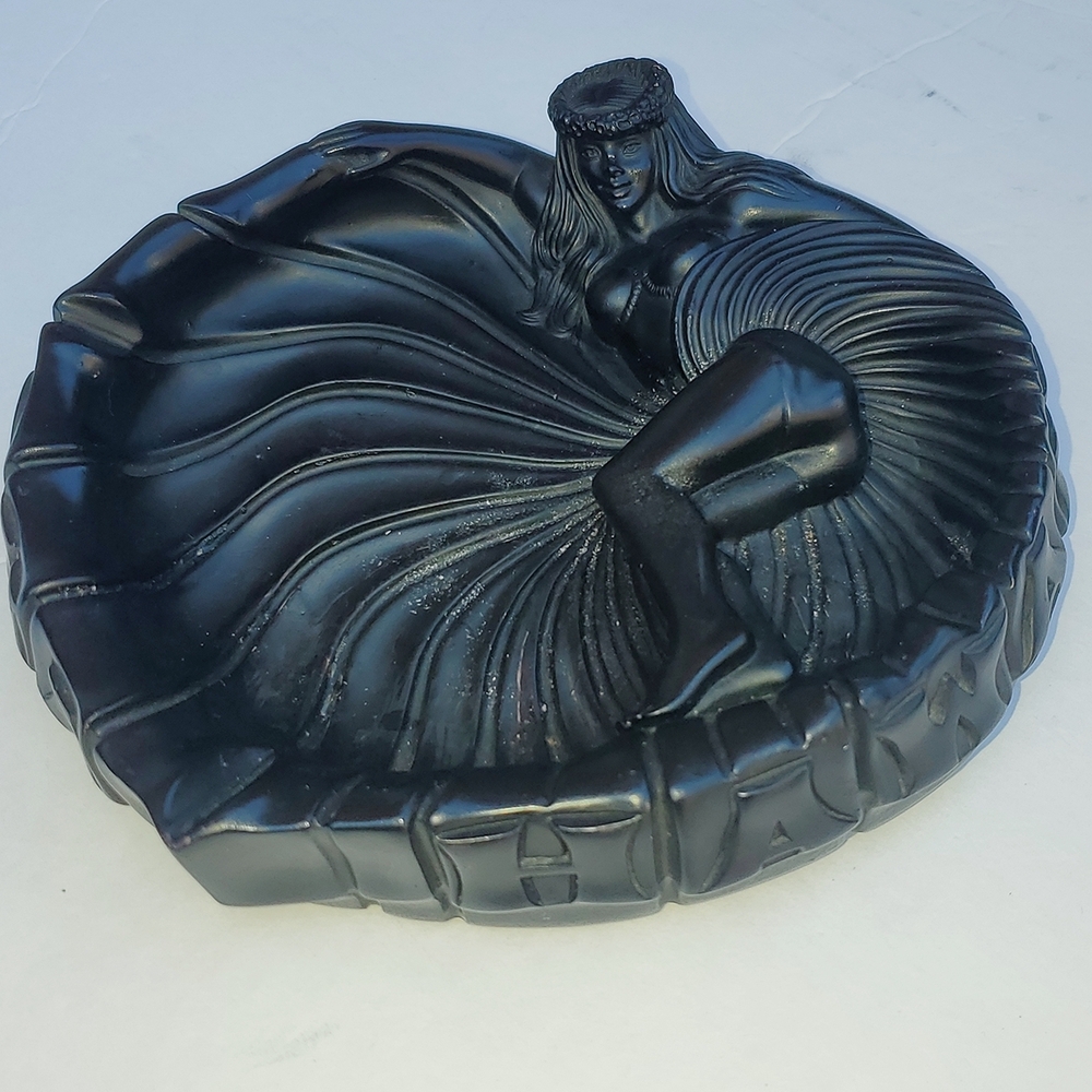 Aloha Hula Girl Sculpture Ashtray - Hand Carved